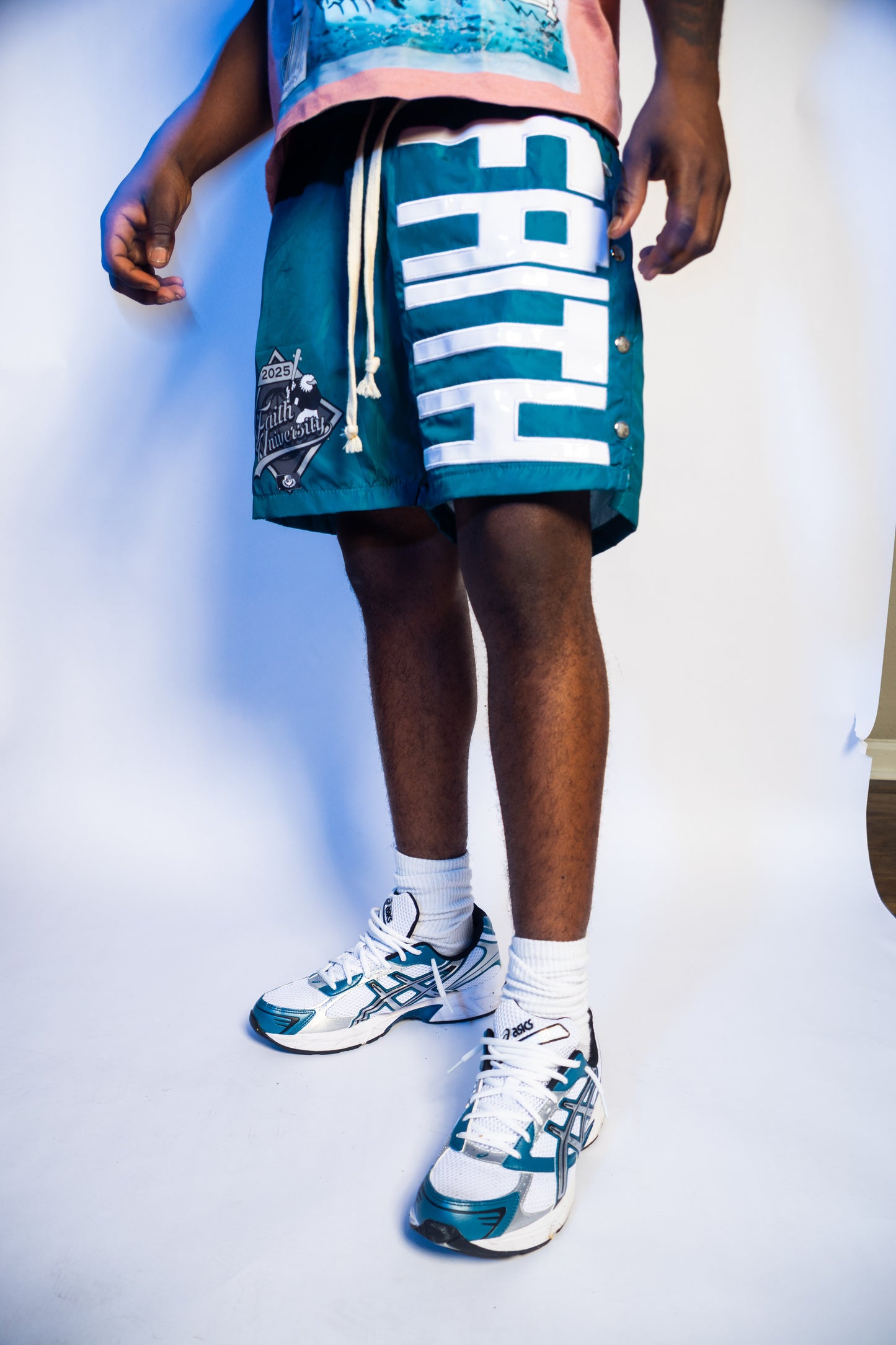 "Aqua" Snap Shorts