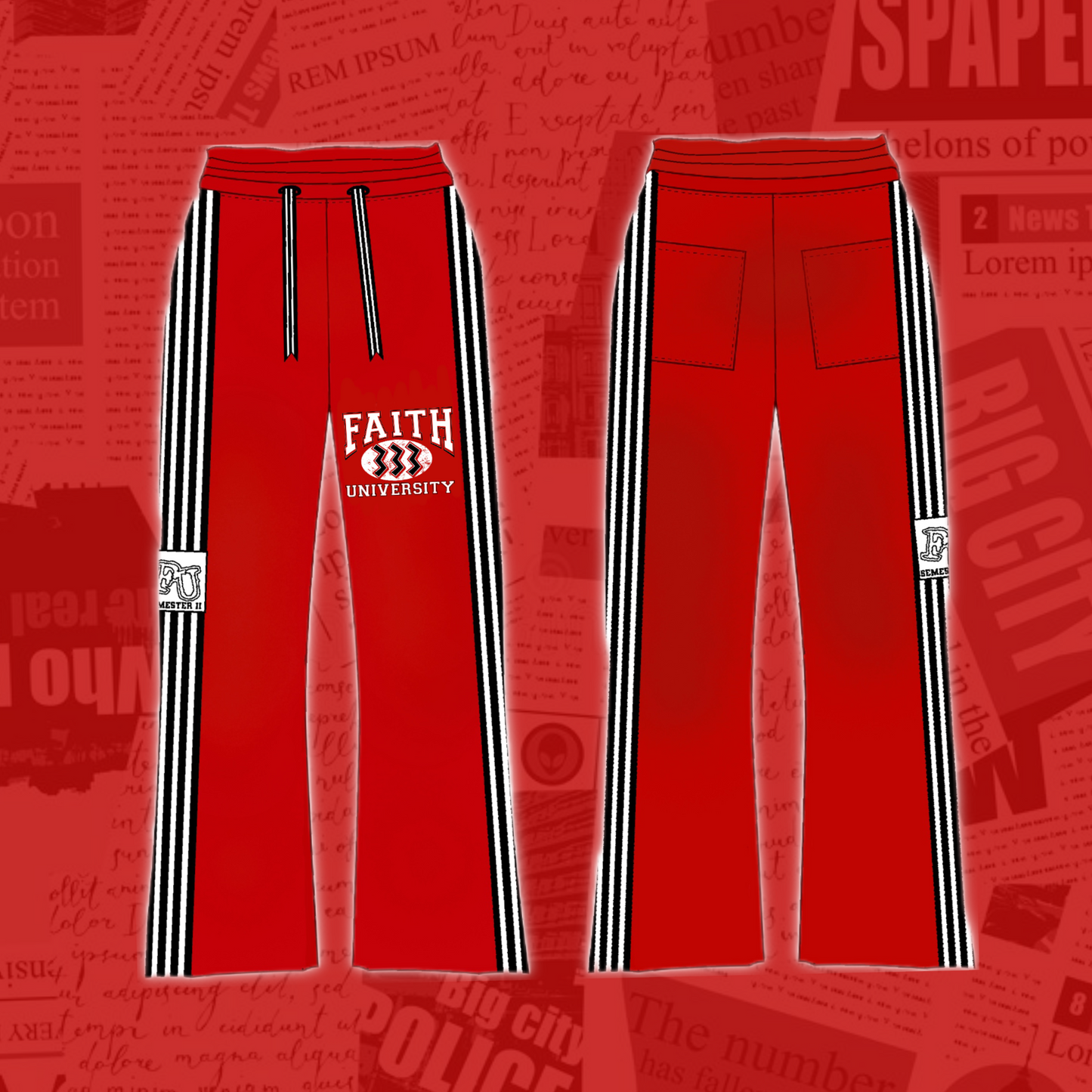 RED FU TRACK PANTS “333”